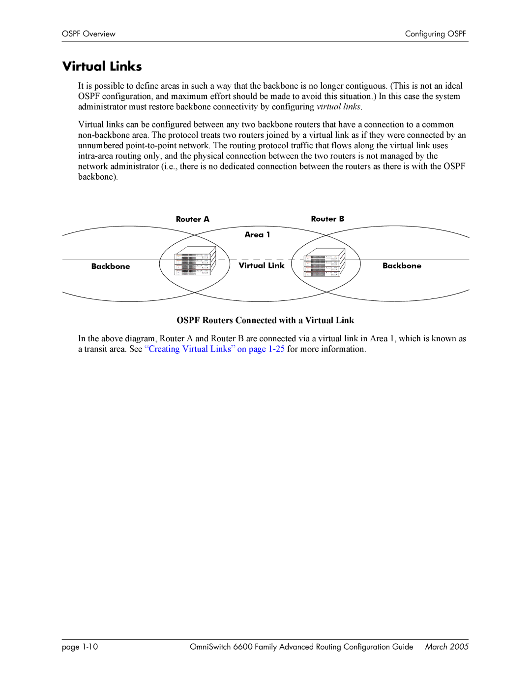 Alcatel Carrier Internetworking Solutions 060187-10 REV D manual Virtual Links, Ospf Routers Connected with a Virtual Link 