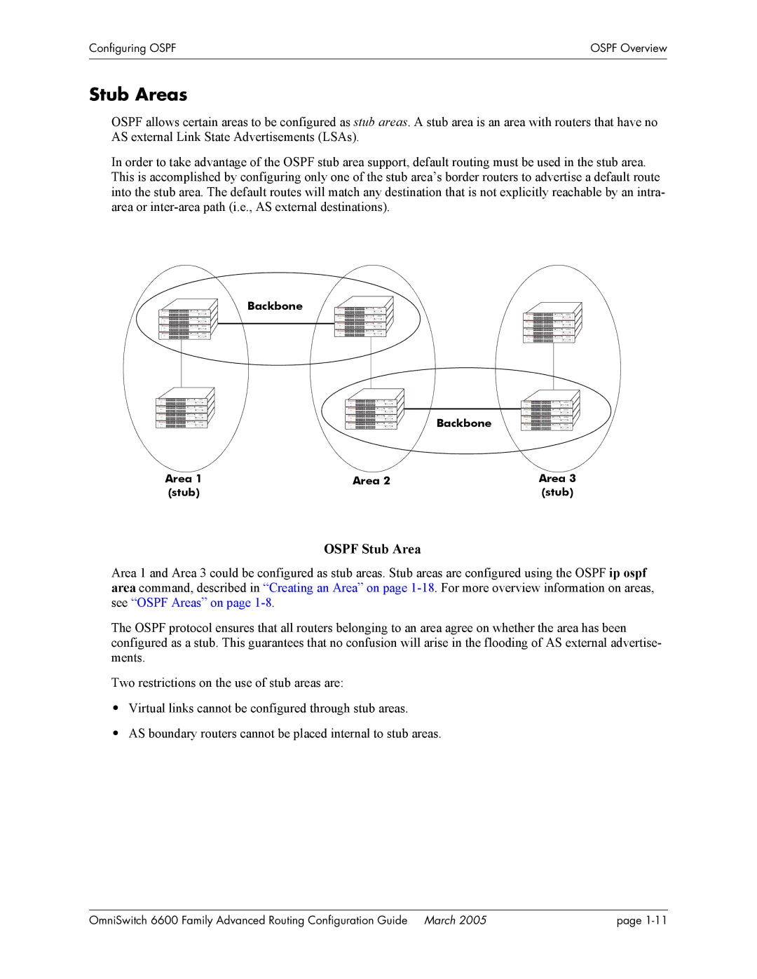 Alcatel Carrier Internetworking Solutions 060187-10 REV D manual Stub Areas, Ospf Stub Area 