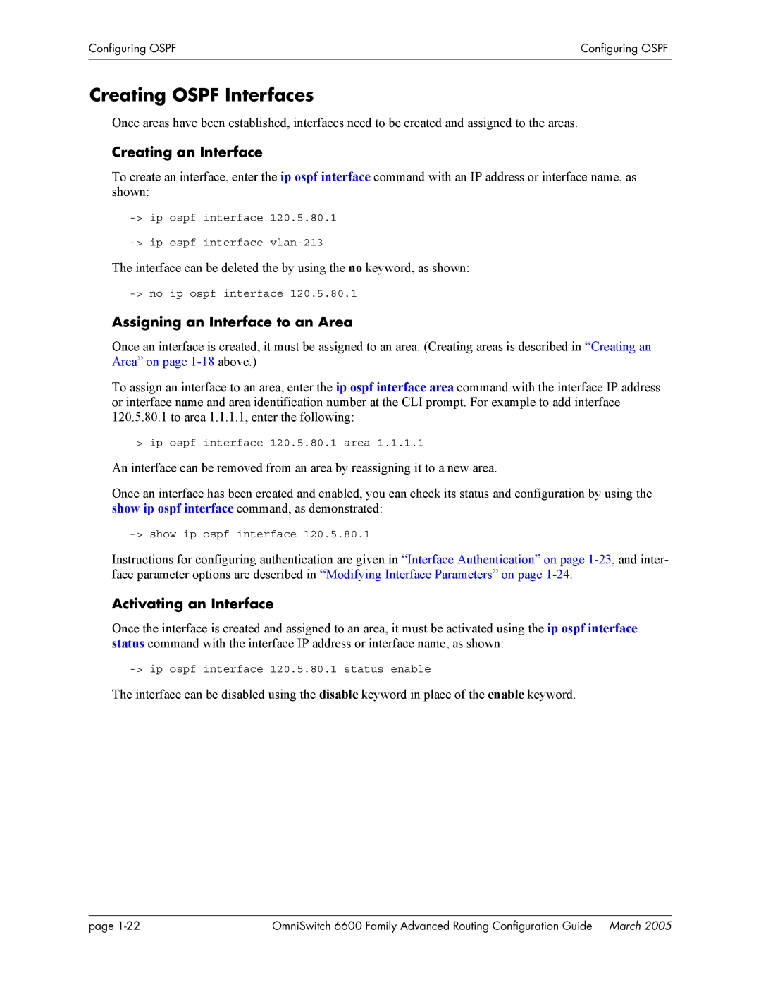 Alcatel Carrier Internetworking Solutions 060187-10 REV D manual Creating Ospf Interfaces, Creating an Interface 