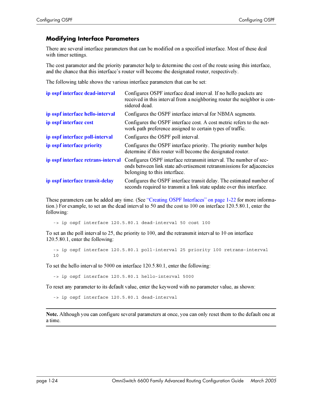 Alcatel Carrier Internetworking Solutions 060187-10 REV D manual Modifying Interface Parameters 