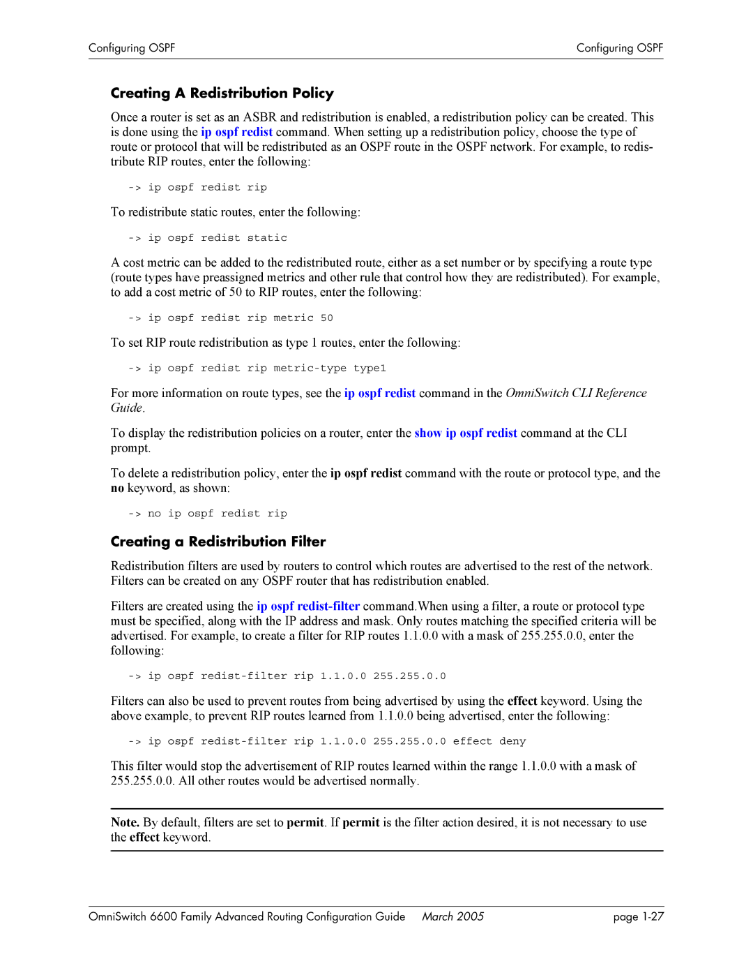 Alcatel Carrier Internetworking Solutions 060187-10 REV D manual Creating a Redistribution Policy 