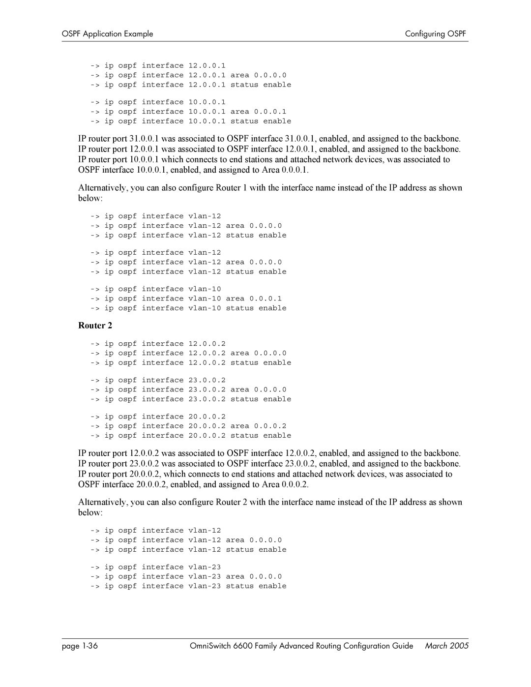 Alcatel Carrier Internetworking Solutions 060187-10 REV D manual Ospf Application Example 