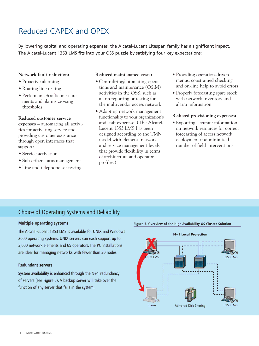 Alcatel Carrier Internetworking Solutions 1353 manual Reduced Capex and Opex, Network fault reduction 