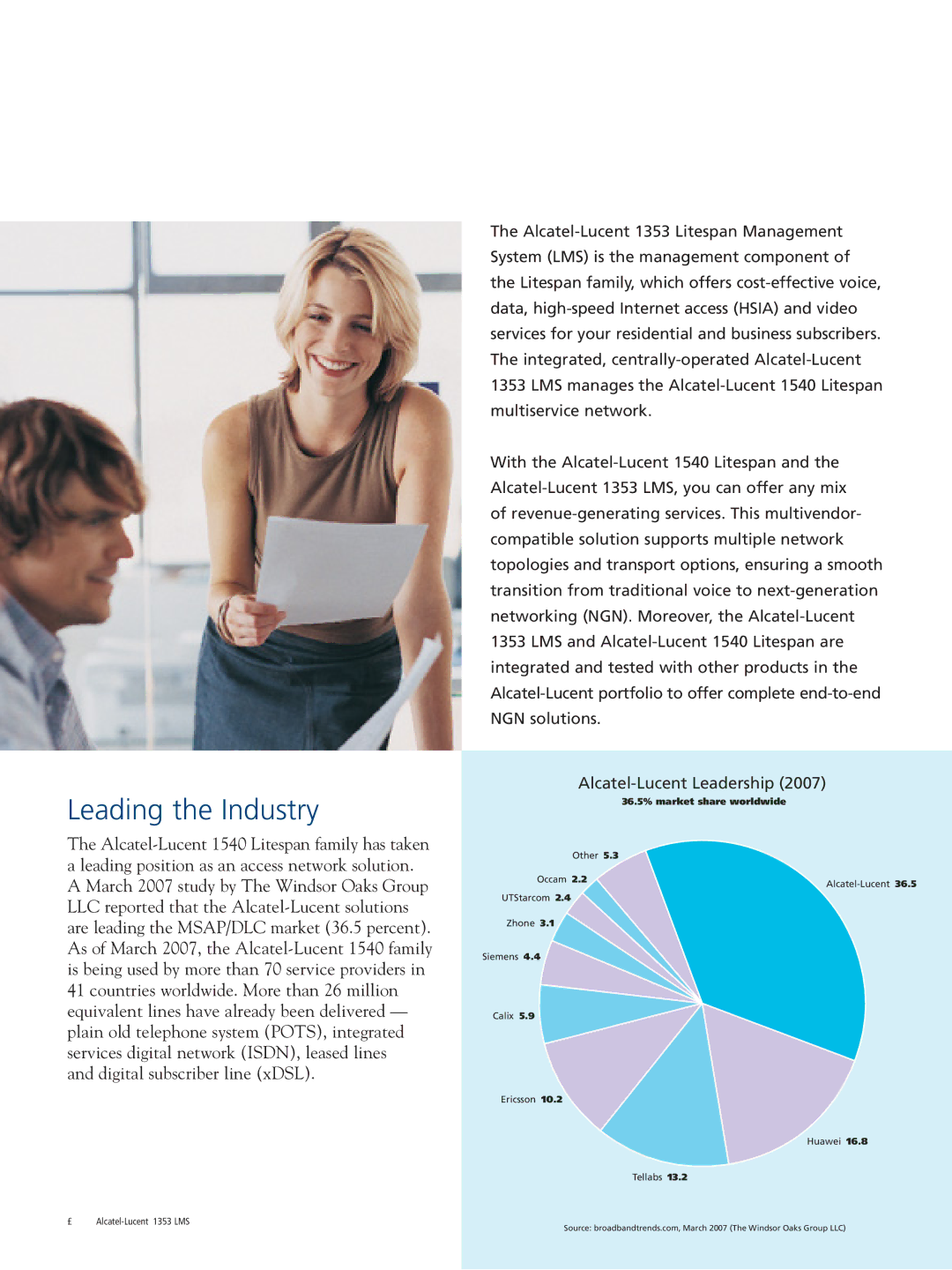 Alcatel Carrier Internetworking Solutions 1353 manual Leading the Industry, Alcatel-Lucent Leadership 