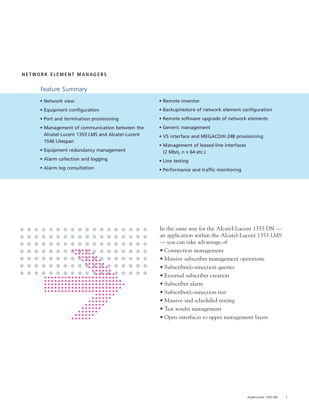 Alcatel Carrier Internetworking Solutions 1353 manual Feature Summary 