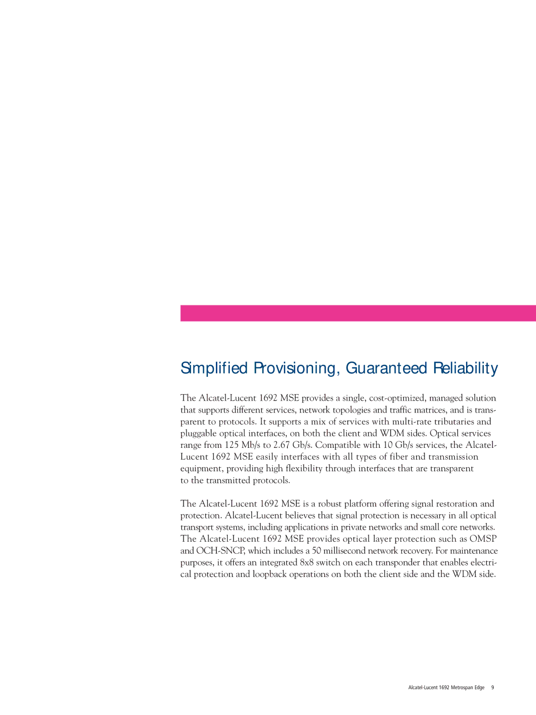 Alcatel Carrier Internetworking Solutions 1692 manual Simplified Provisioning, Guaranteed Reliability 