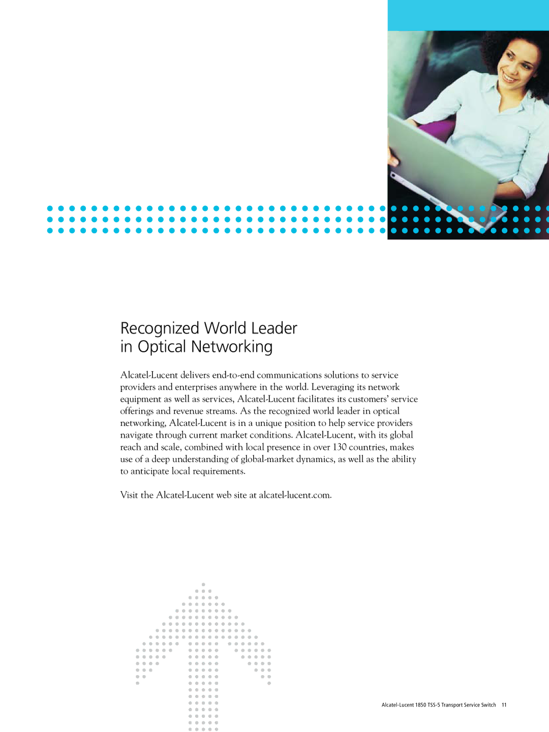 Alcatel Carrier Internetworking Solutions 1850 TSS-5 manual Recognized World Leader Optical Networking 