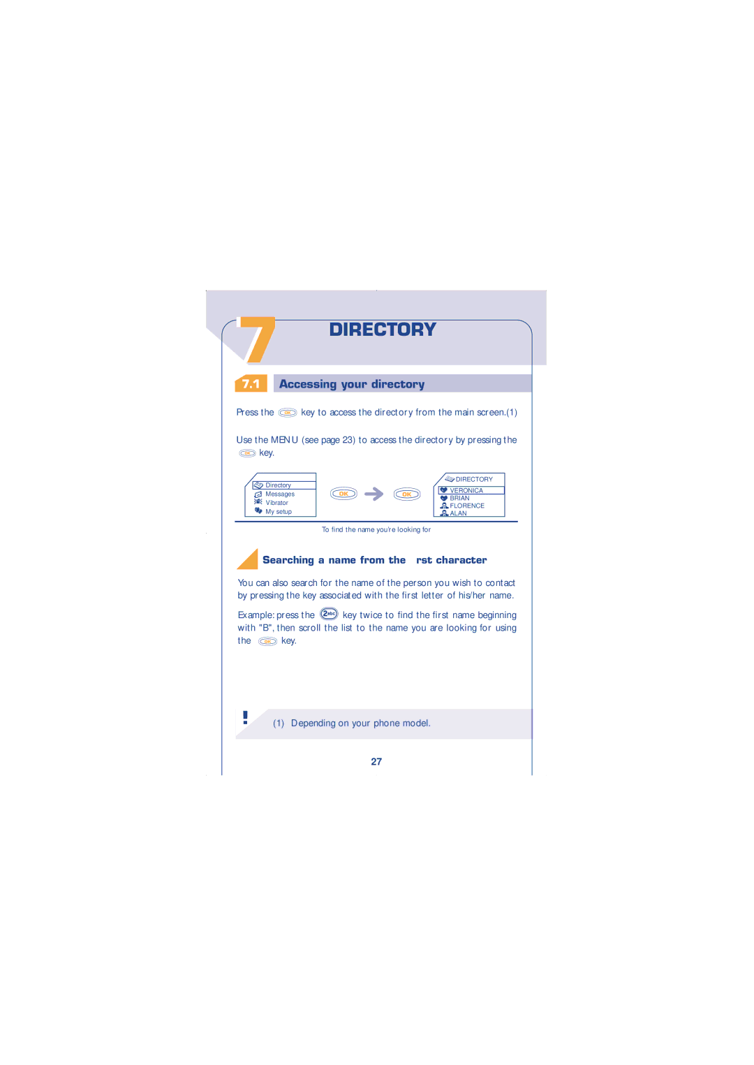 Alcatel Carrier Internetworking Solutions 310 manual Directory, Accessing your directory 