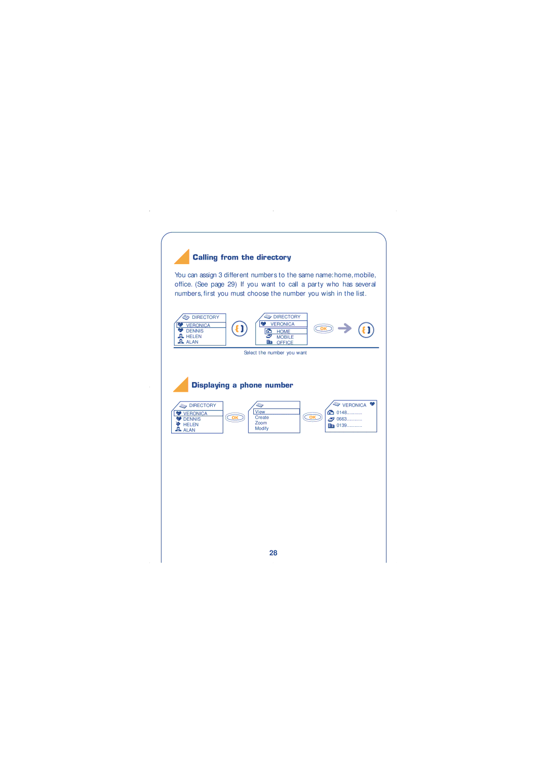 Alcatel Carrier Internetworking Solutions 310 manual Calling from the directory, Displaying a phone number 