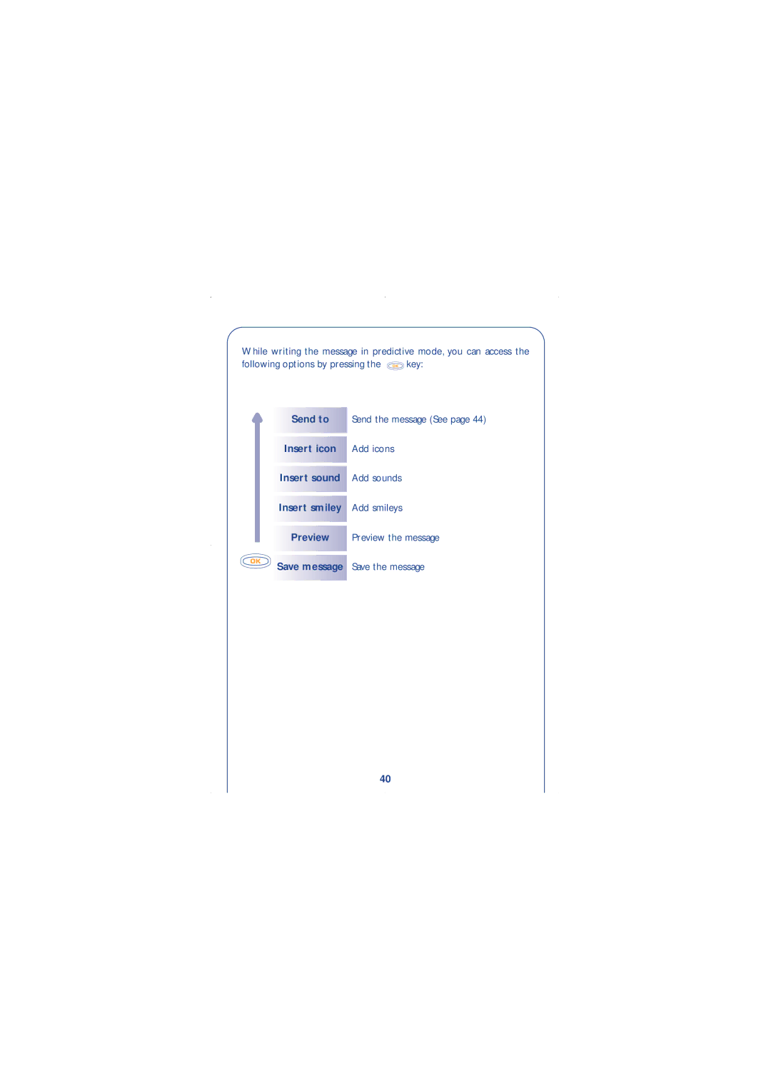 Alcatel Carrier Internetworking Solutions 310 manual Send to Insert icon Insert sound Insert smiley Preview 