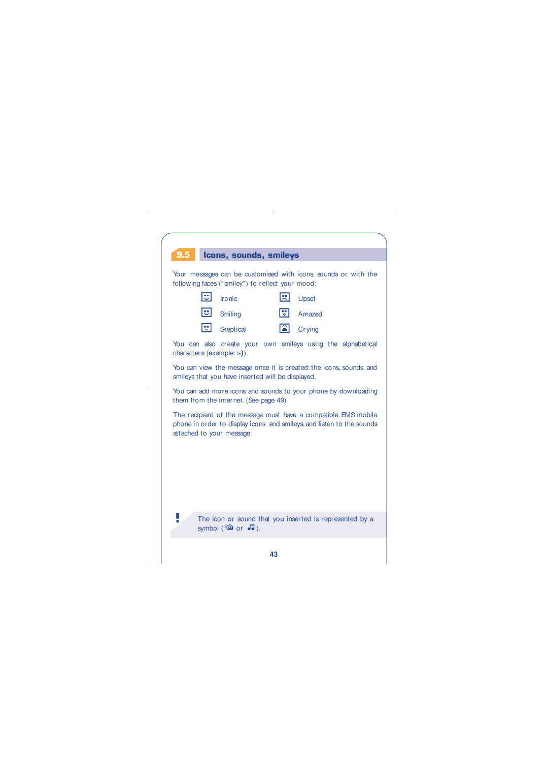 Alcatel Carrier Internetworking Solutions 310 manual Icons, sounds, smileys 