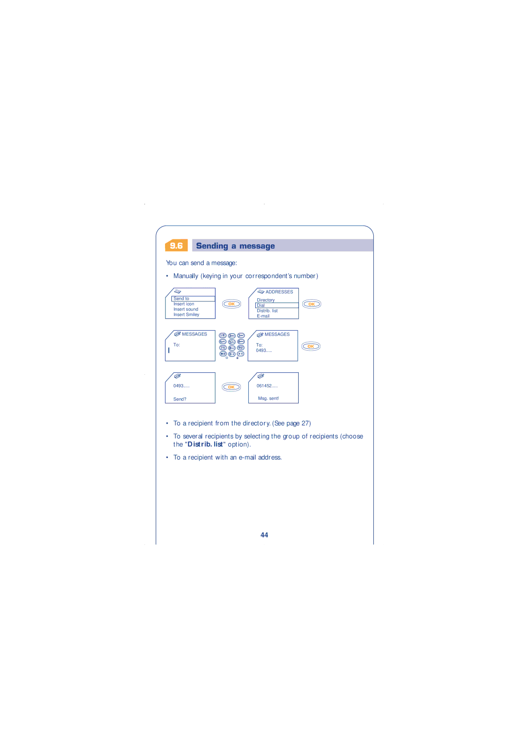 Alcatel Carrier Internetworking Solutions 310 manual Sending a message 