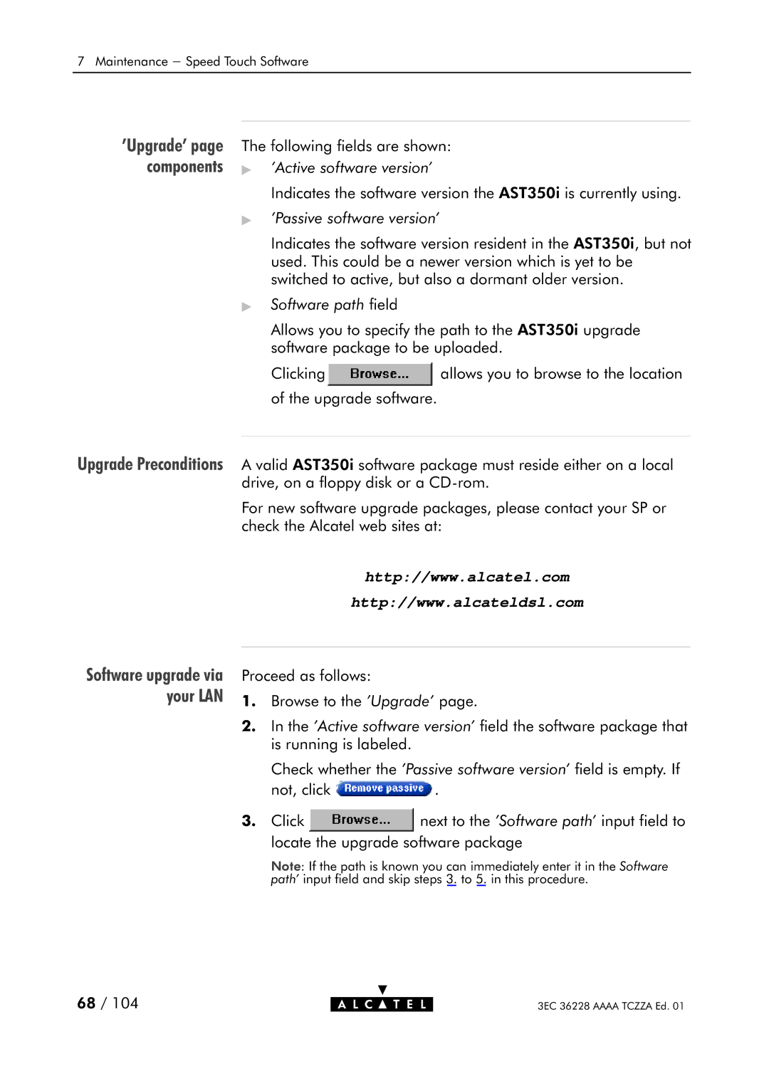 Alcatel Carrier Internetworking Solutions 350I manual Upgrade Preconditions 