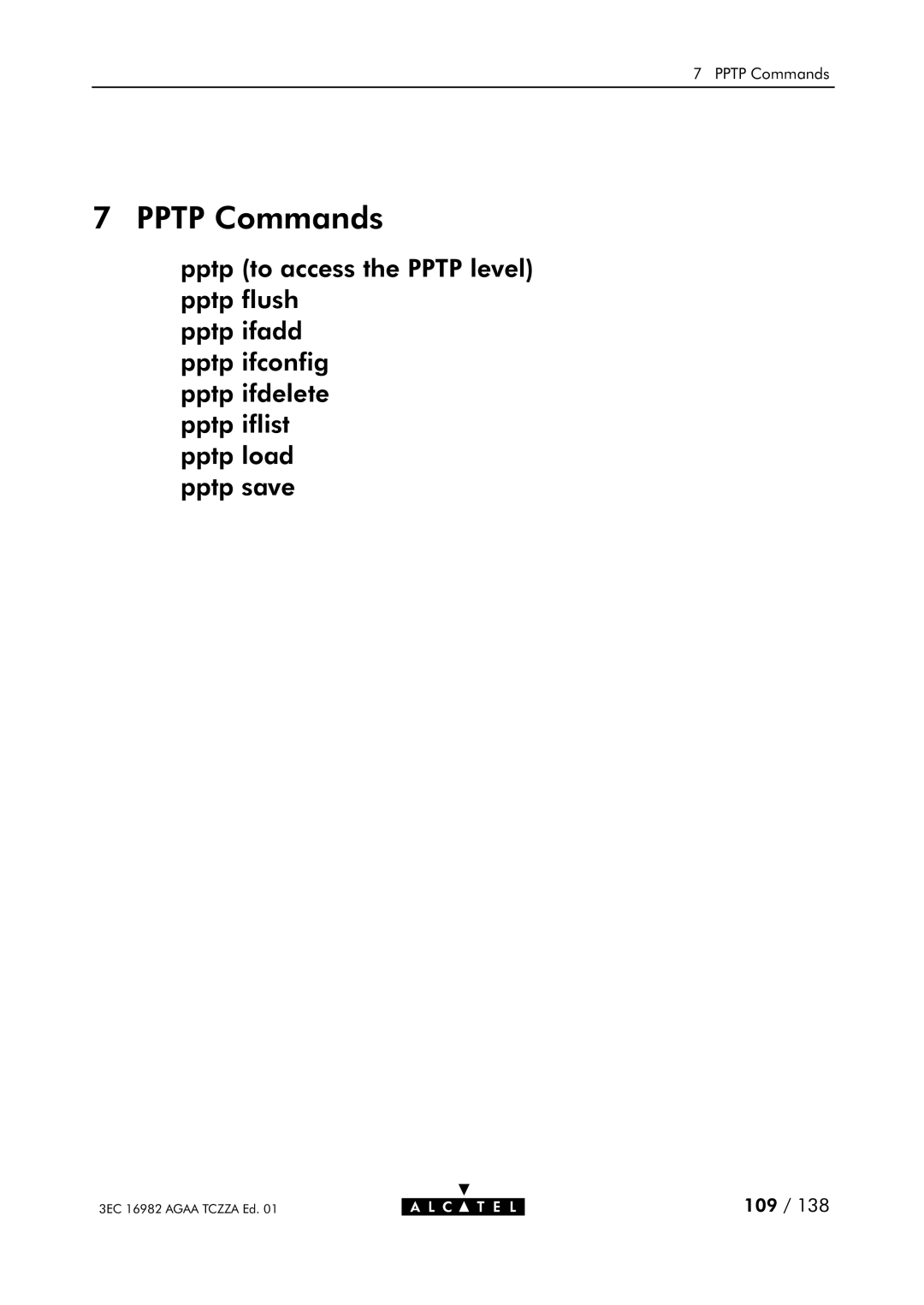 Alcatel Carrier Internetworking Solutions 350I manual Pptp Commands 