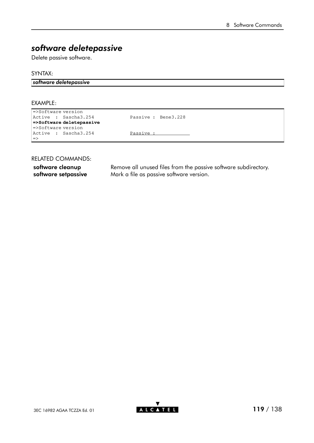 Alcatel Carrier Internetworking Solutions 350I manual =Software deletepassive 