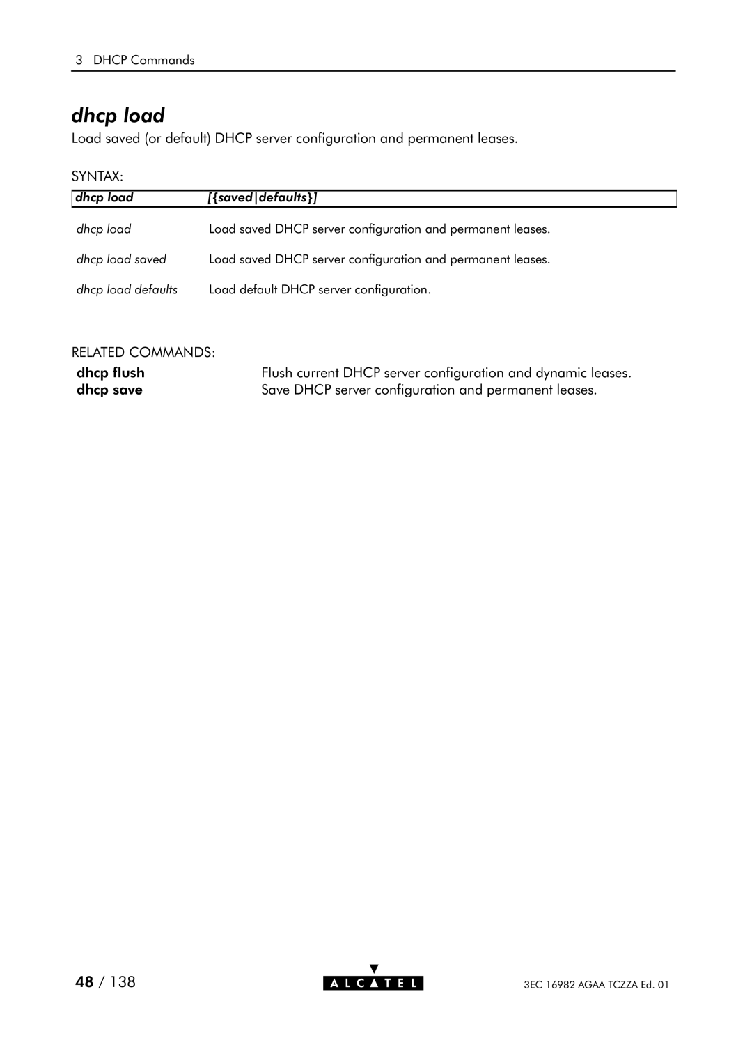 Alcatel Carrier Internetworking Solutions 350I manual Dhcp load 