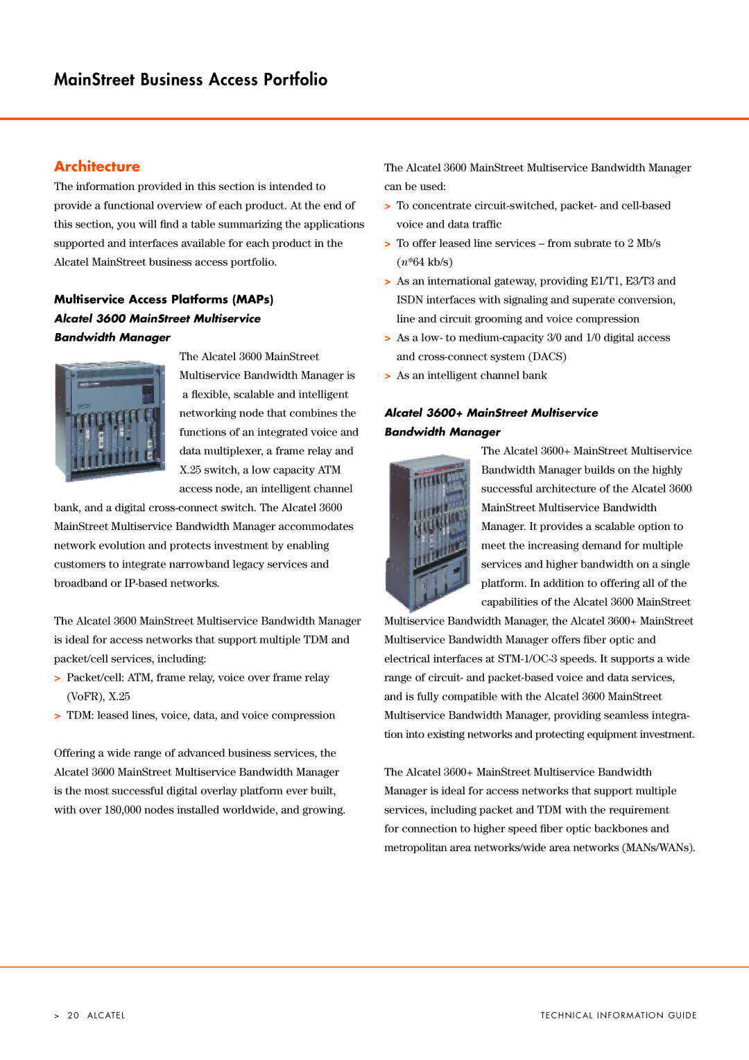 Alcatel Carrier Internetworking Solutions 3600 manual Multiservice Access Platforms MAPs 