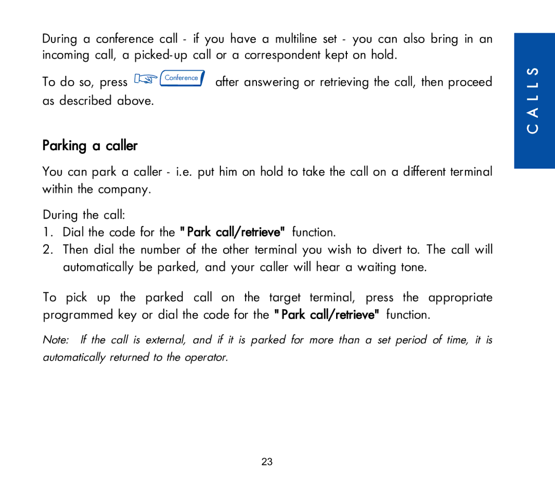 Alcatel Carrier Internetworking Solutions 3AK 19522 manual Parking a caller 