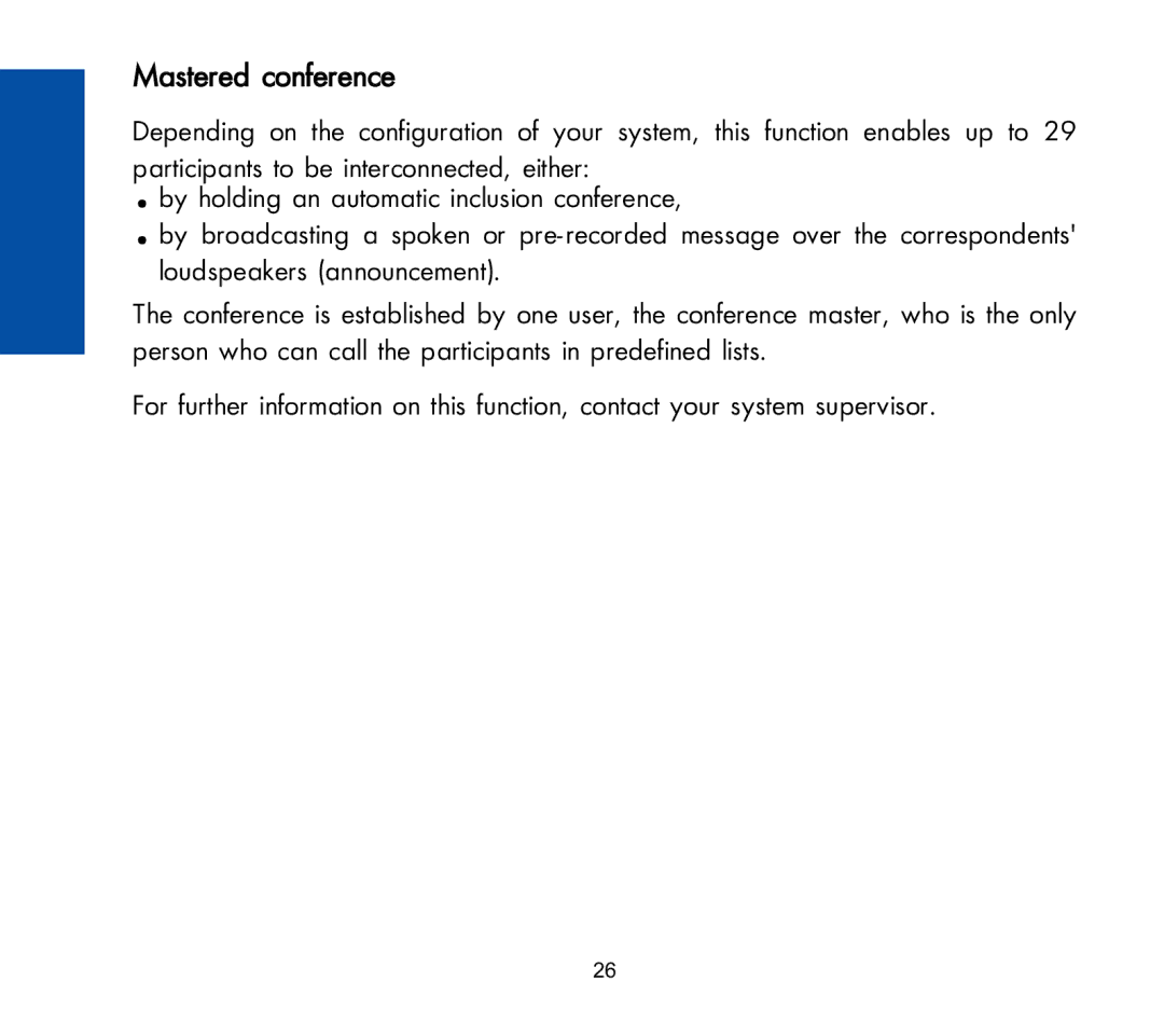 Alcatel Carrier Internetworking Solutions 3AK 19522 manual Mastered conference 