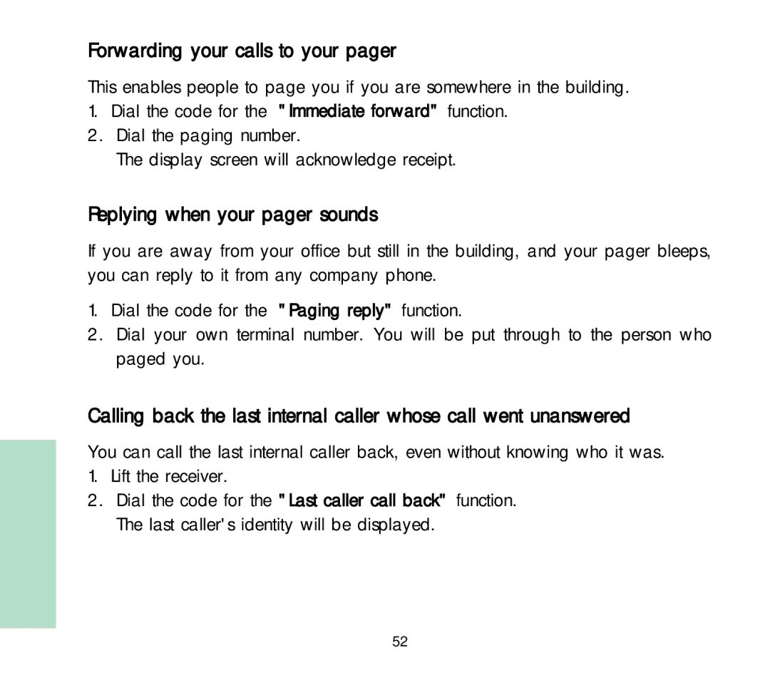 Alcatel Carrier Internetworking Solutions 3AK 19522 Forwarding your calls to your pager, Replying when your pager sounds 