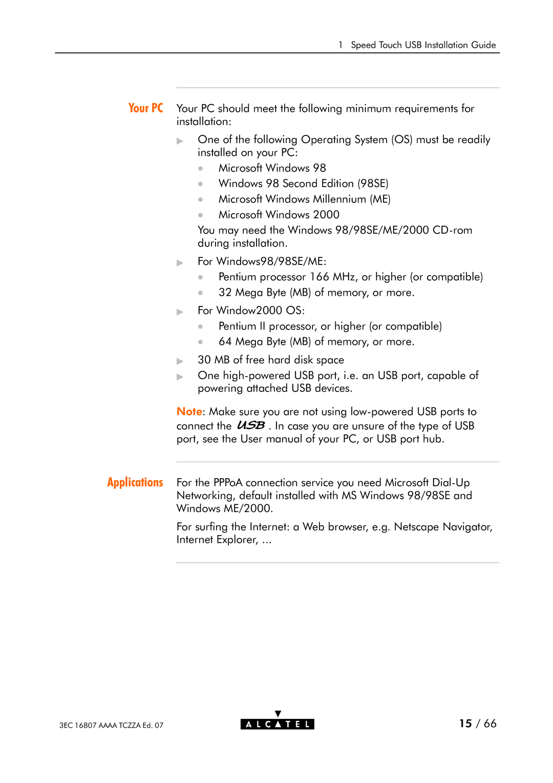 Alcatel Carrier Internetworking Solutions 3EC 16807 AAAA TCZZA ED. 07 manual Your PC Pplications 