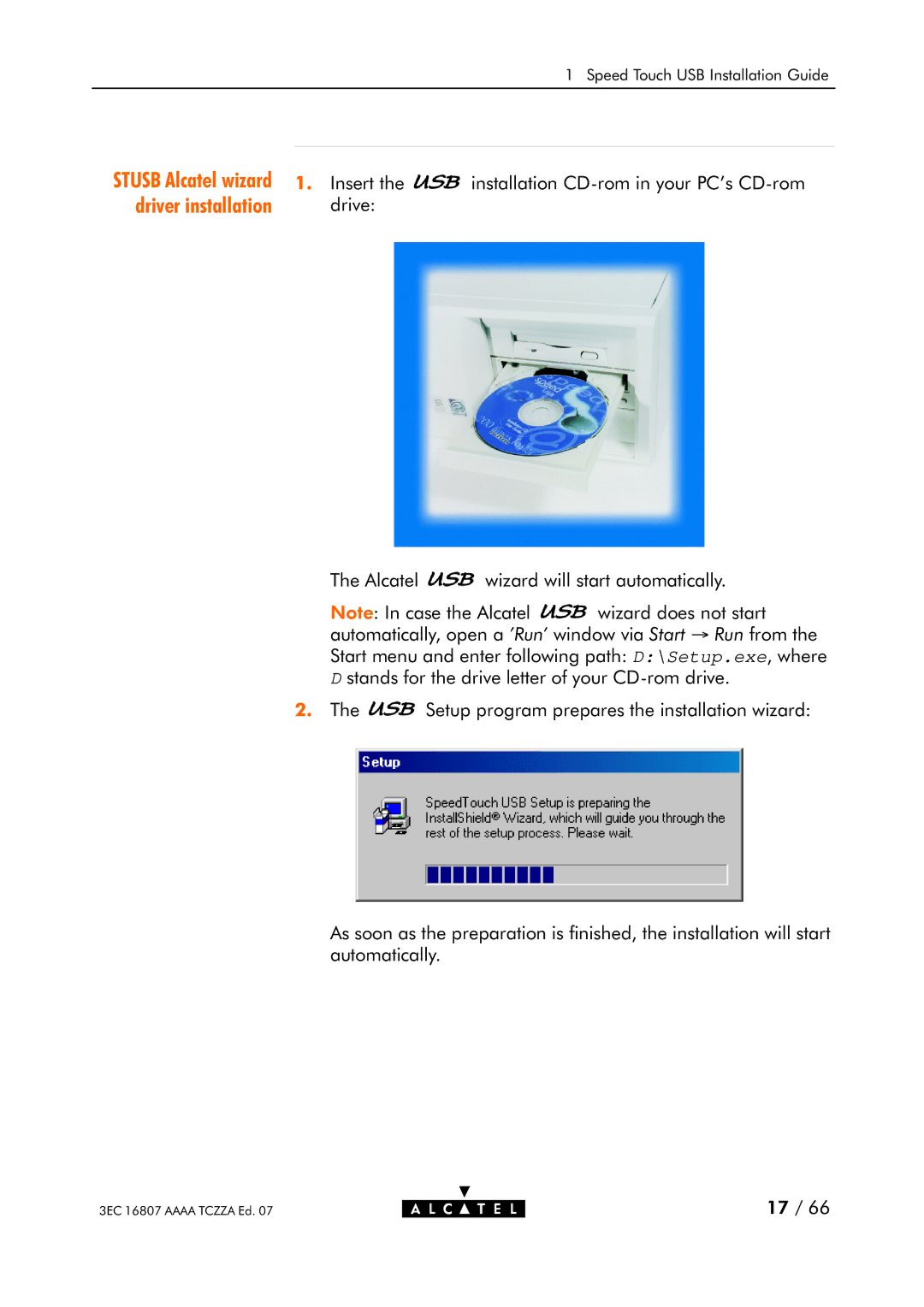 Alcatel Carrier Internetworking Solutions 3EC 16807 AAAA TCZZA ED. 07 manual Stus lcatel wizard driver installation 