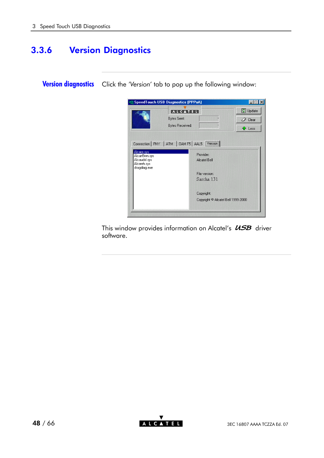 Alcatel Carrier Internetworking Solutions 3EC 16807 AAAA TCZZA ED. 07 manual Version Diagnostics 