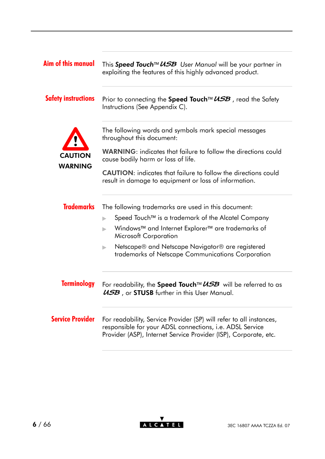 Alcatel Carrier Internetworking Solutions 3EC 16807 AAAA TCZZA ED. 07 manual Trademarks 