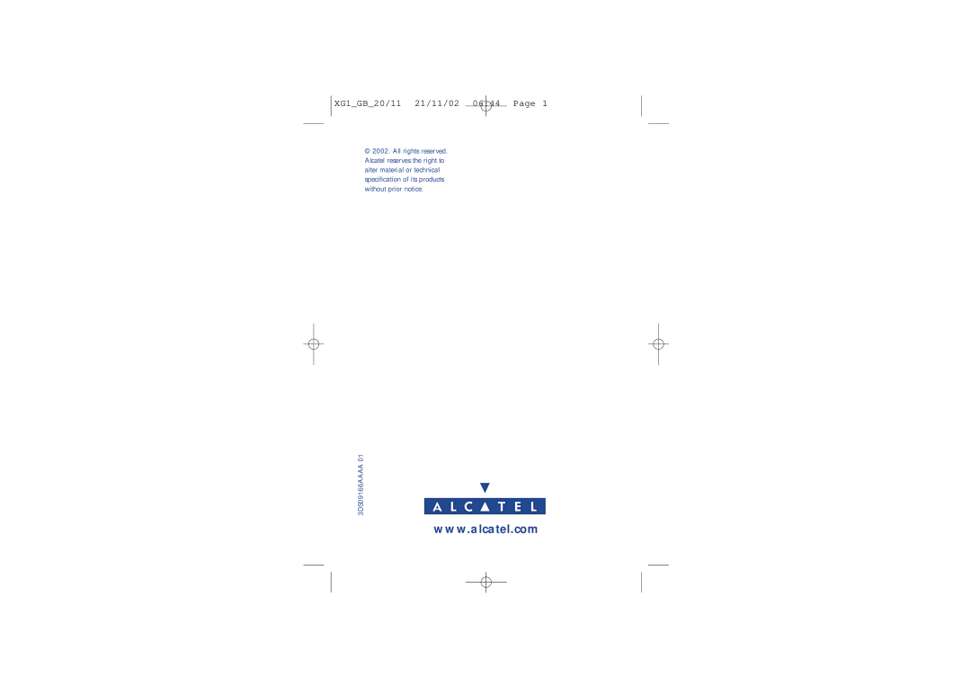 Alcatel Carrier Internetworking Solutions 4039, 4068, 4038 manual XG1GB20/11 21/11/02 0644 