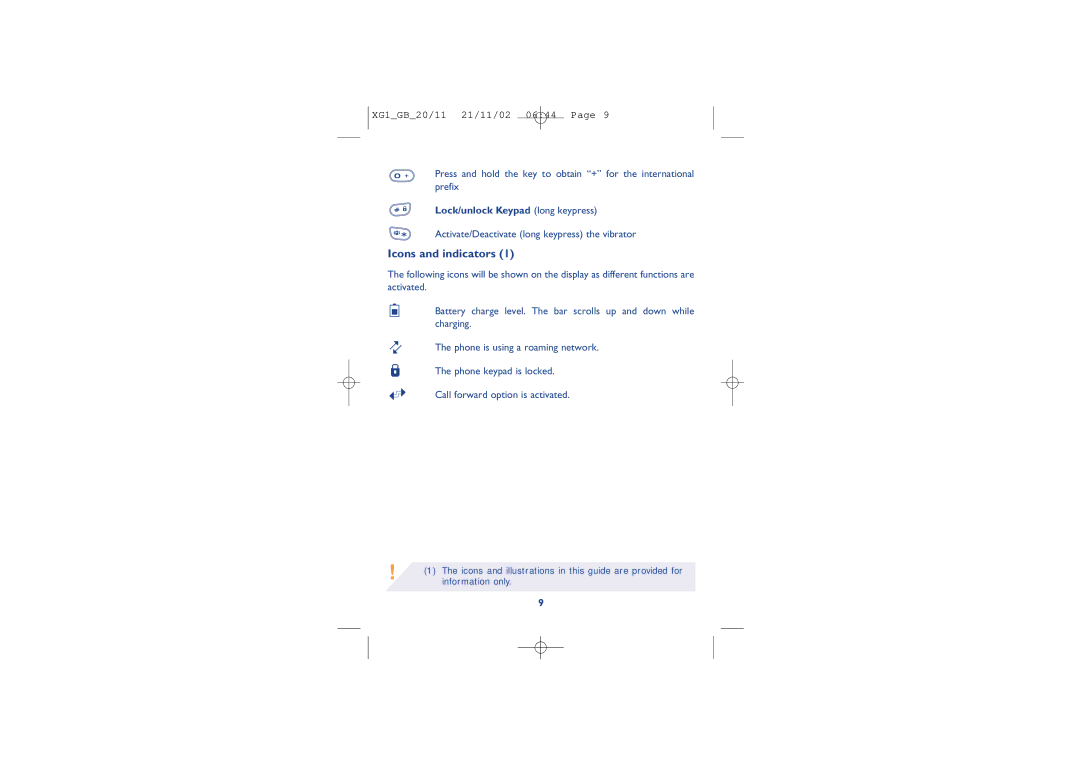 Alcatel Carrier Internetworking Solutions 4038, 4068, 4039 manual Icons and indicators, Lock/unlock Keypad long keypress 