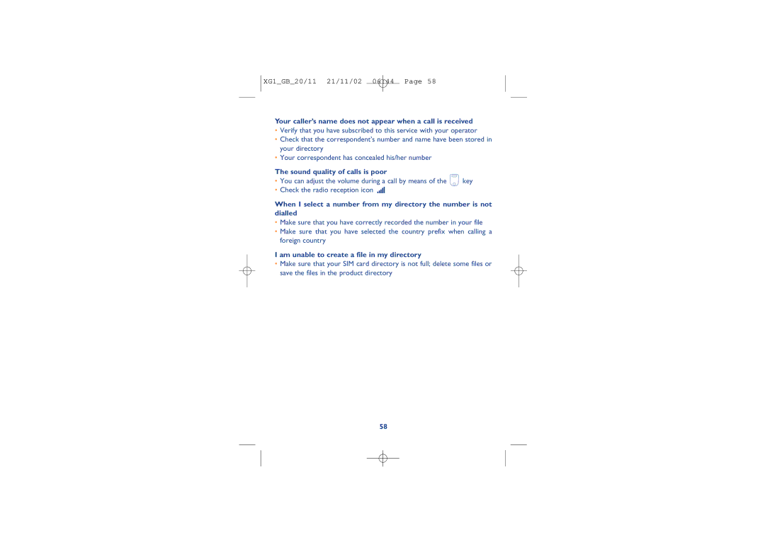 Alcatel Carrier Internetworking Solutions 4068, 4039, 4038 manual Your caller’s name does not appear when a call is received 