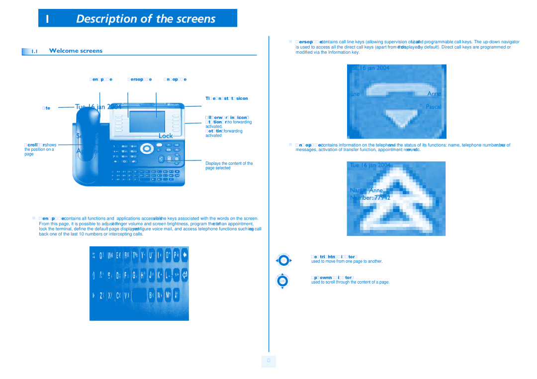 Alcatel Carrier Internetworking Solutions 4068, 4039 manual Description of the screens, Welcome screens 