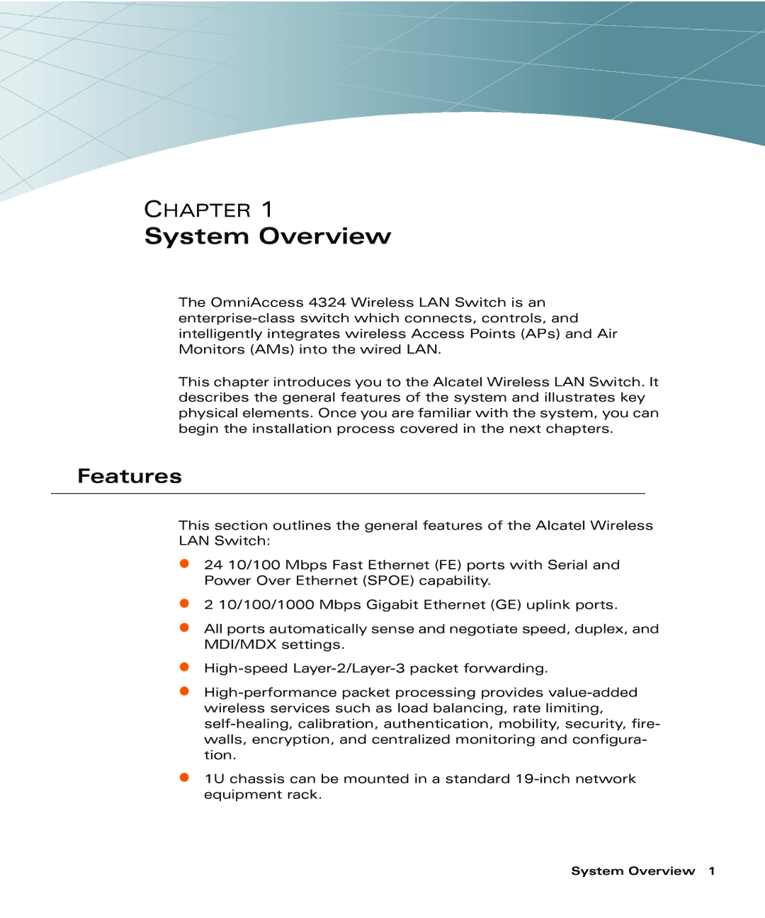 Alcatel Carrier Internetworking Solutions 4324 manual System Overview, Features 