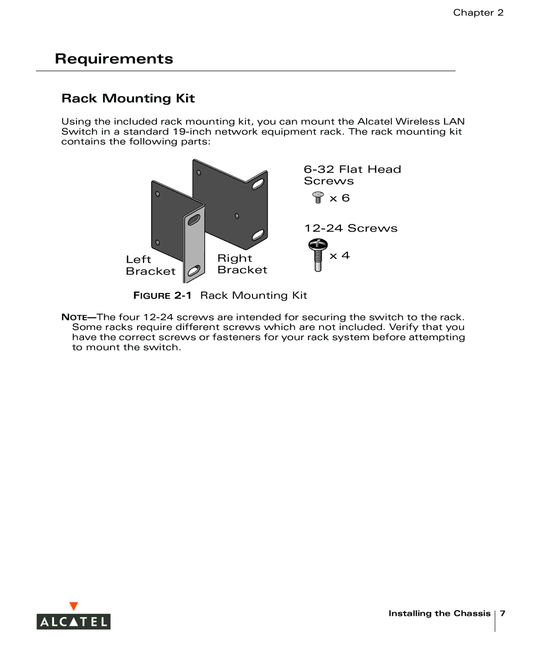 Alcatel Carrier Internetworking Solutions 4324 manual Requirements, Rack Mounting Kit 