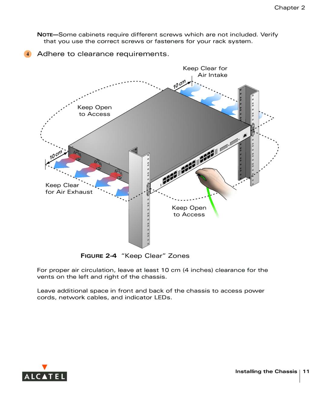 Alcatel Carrier Internetworking Solutions 4324 manual Adhere to clearance requirements, 4Keep Clear Zones 