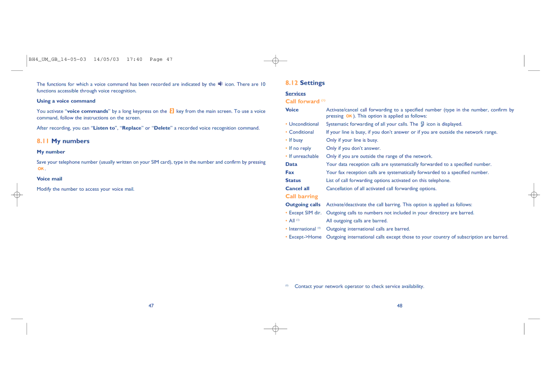 Alcatel Carrier Internetworking Solutions 535-735 manual My numbers, Settings 