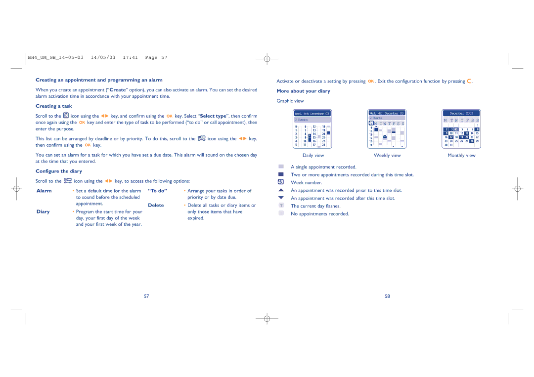 Alcatel Carrier Internetworking Solutions 535-735 Creating an appointment and programming an alarm, Creating a task, Alarm 