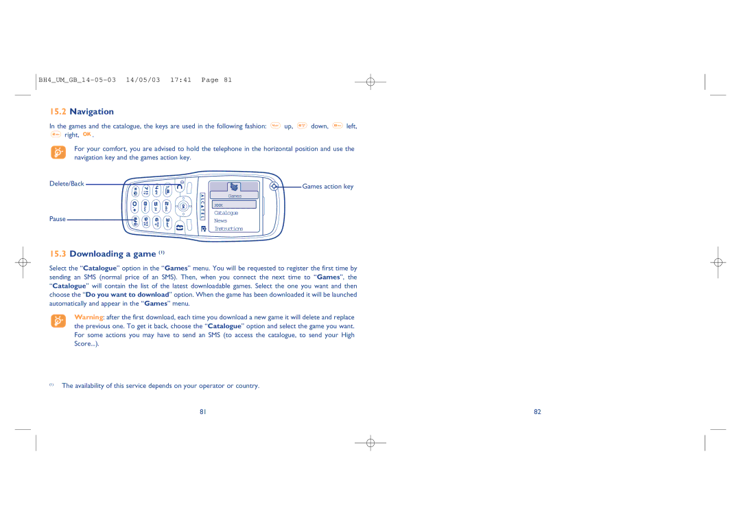 Alcatel Carrier Internetworking Solutions 535-735 manual Navigation, Downloading a game 