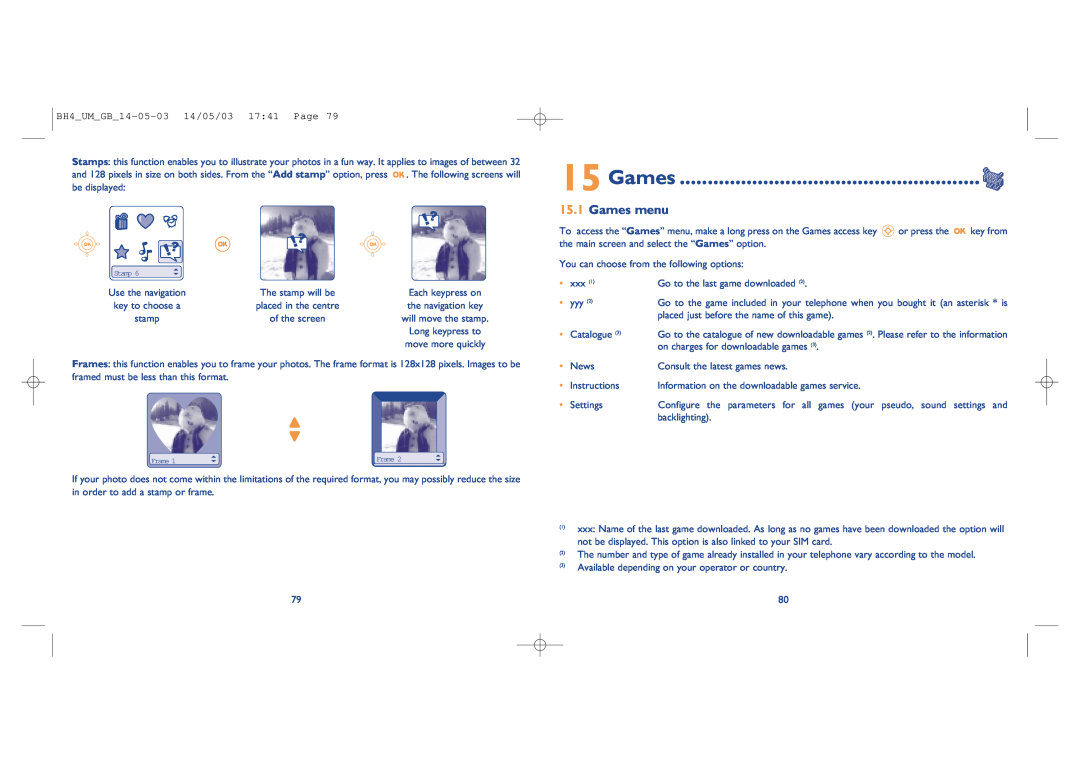 Alcatel Carrier Internetworking Solutions 535-735 manual Games menu 