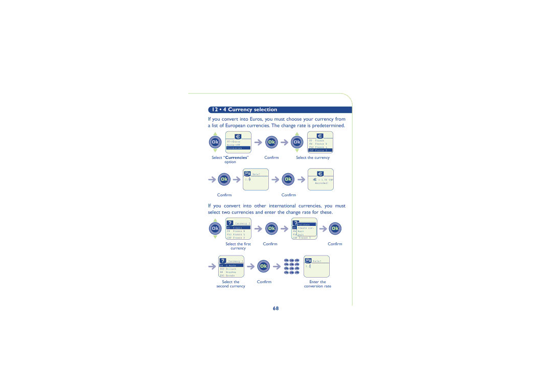 Alcatel Carrier Internetworking Solutions 701, 700, One Touch 500, 501 manual 12 4 Currency selection 