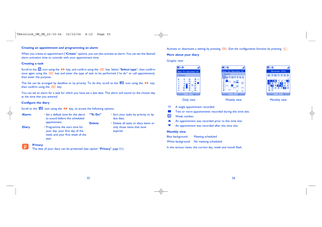 Alcatel Carrier Internetworking Solutions 757 Creating an appointment and programming an alarm, Creating a task, Alarm 