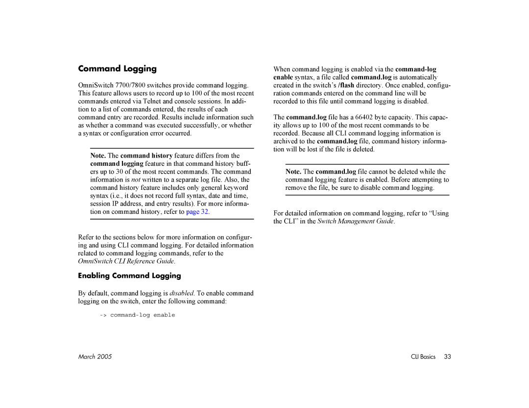 Alcatel Carrier Internetworking Solutions 7700, 7800 manual Enabling Command Logging 