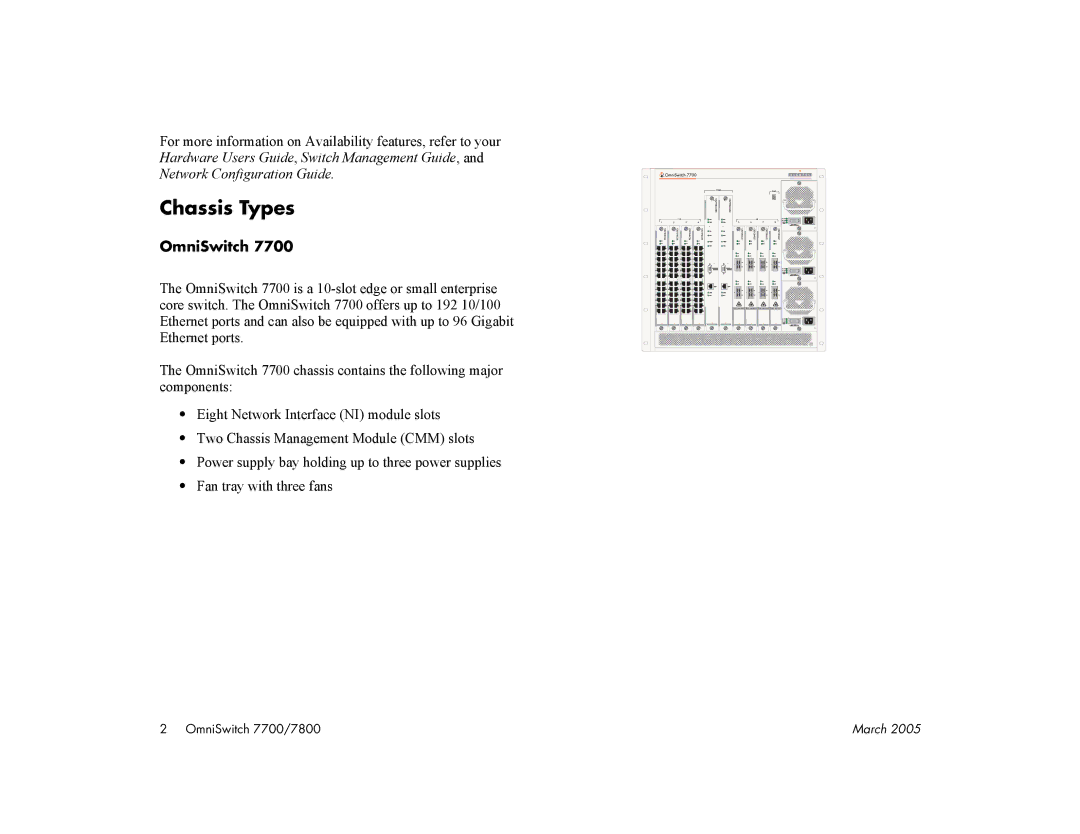 Alcatel Carrier Internetworking Solutions 7800, 7700 manual Chassis Types, OmniSwitch 