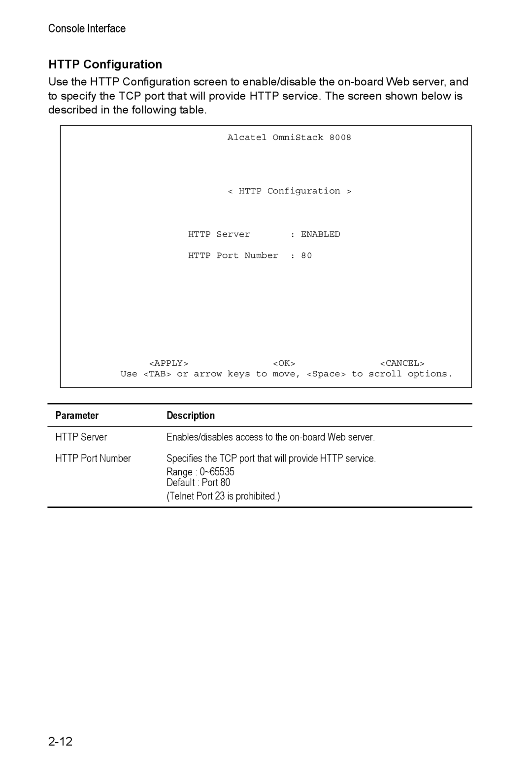 Alcatel Carrier Internetworking Solutions 8008 manual Http Configuration 