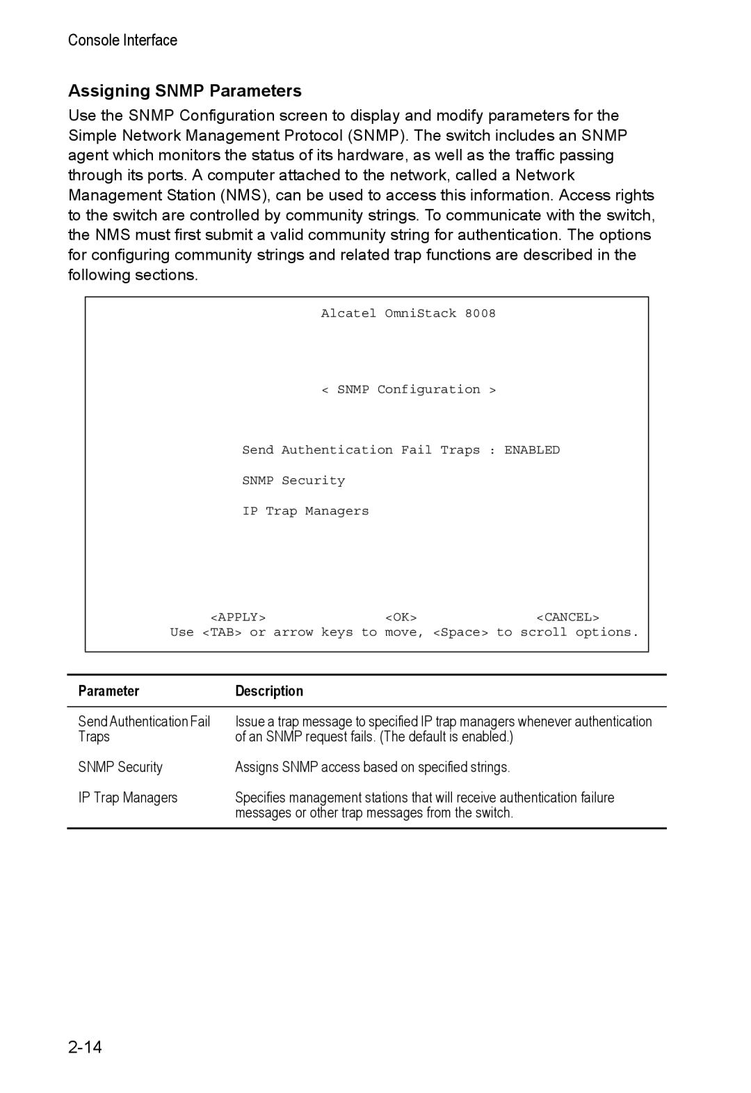 Alcatel Carrier Internetworking Solutions 8008 manual Assigning Snmp Parameters 