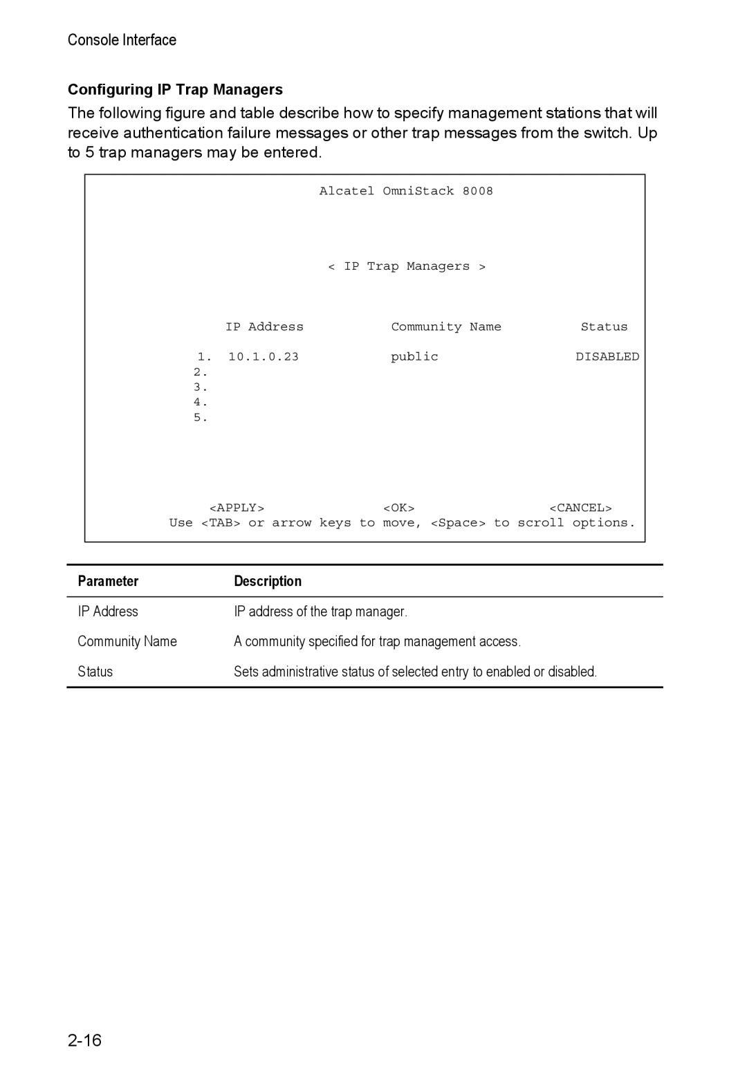 Alcatel Carrier Internetworking Solutions 8008 manual Configuring IP Trap Managers 