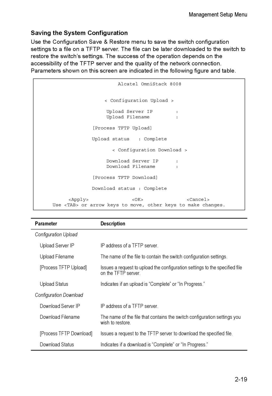 Alcatel Carrier Internetworking Solutions 8008 manual Saving the System Configuration, Configuration Upload 