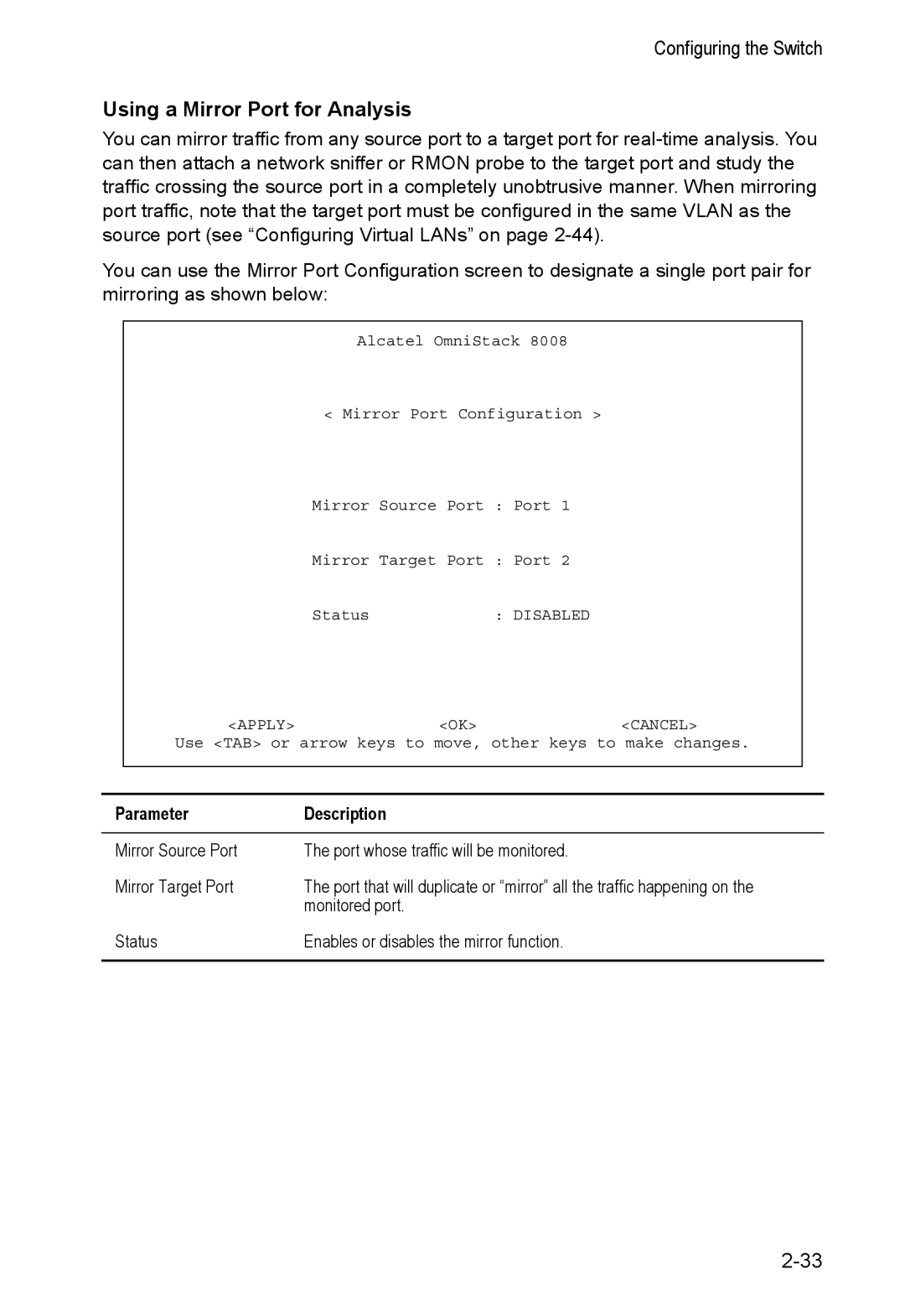 Alcatel Carrier Internetworking Solutions 8008 manual Using a Mirror Port for Analysis 