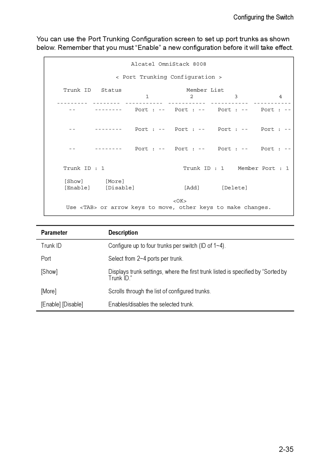 Alcatel Carrier Internetworking Solutions 8008 manual Trunk ID 