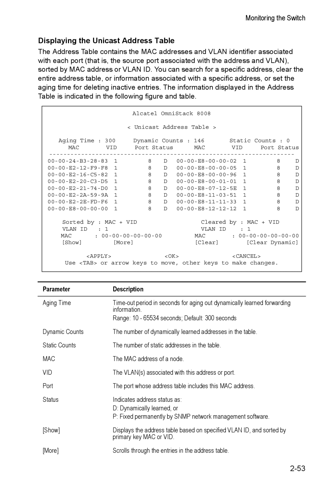 Alcatel Carrier Internetworking Solutions 8008 manual Displaying the Unicast Address Table, Mac 